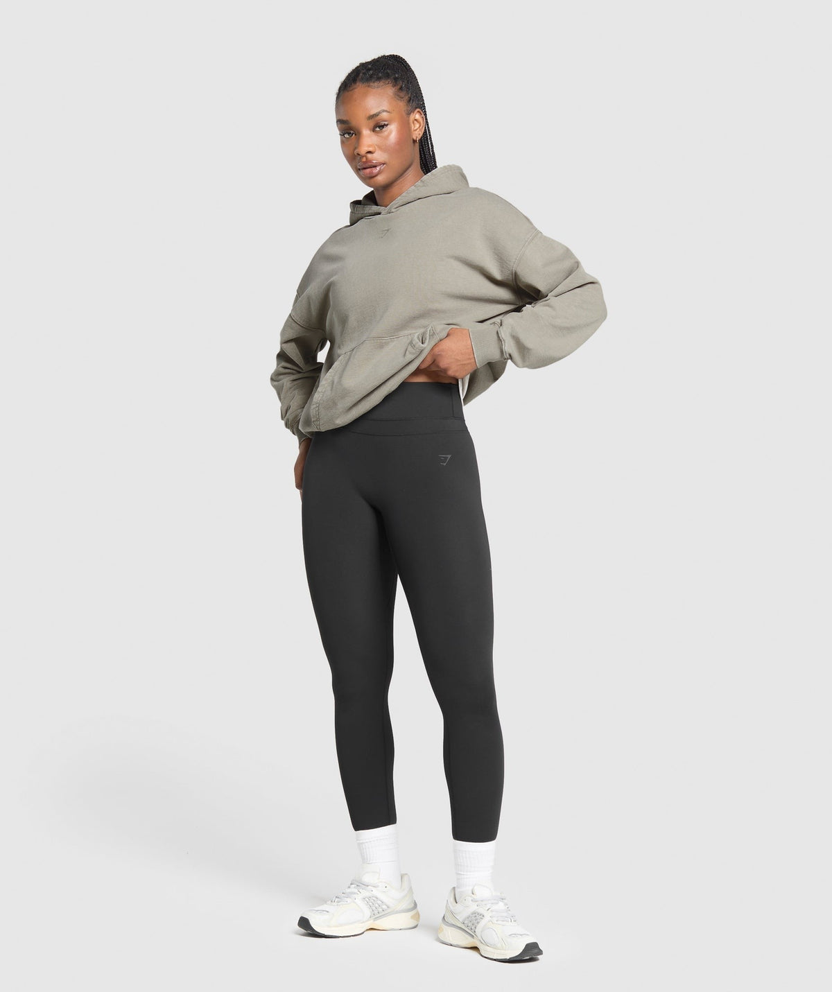 Gymshark 66 Washed Graphic Oversized Hoodie - Linen Brown/Wash