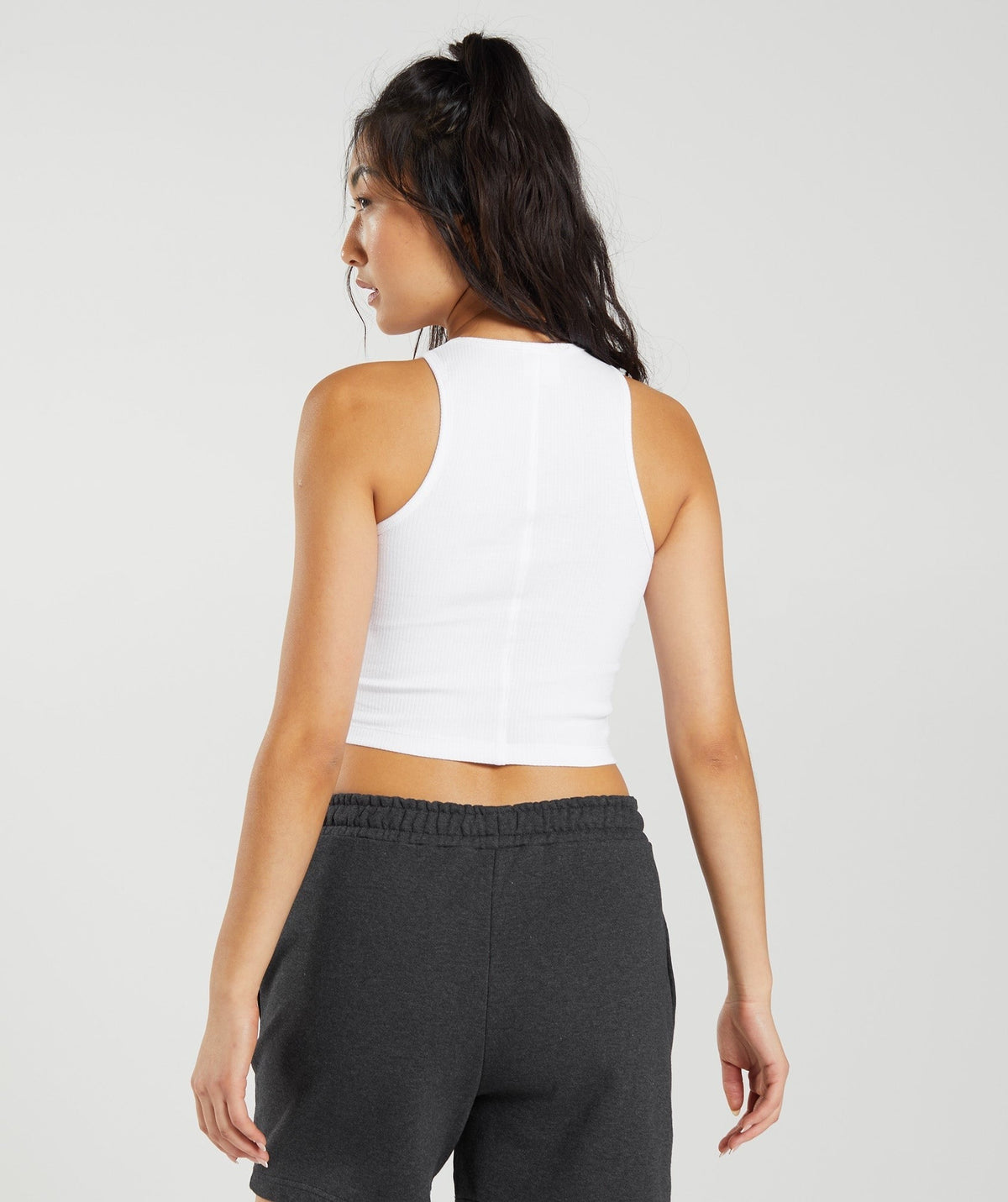 Gymshark Cotton Rib Midi Tank - White