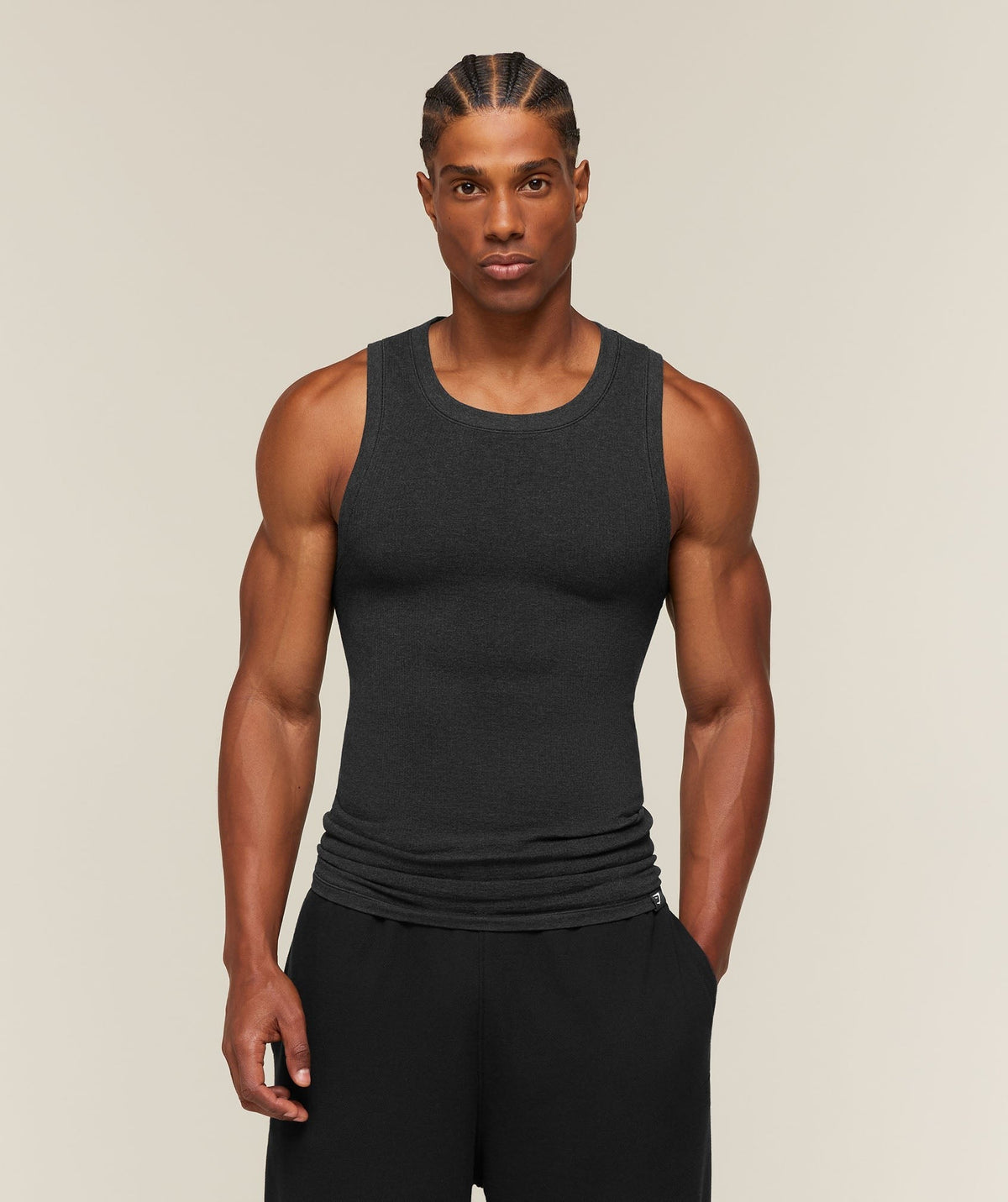 Gymshark Cotton Seamless Sleeveless Top - Black Marl