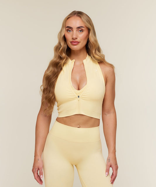 Gymshark Adapt Solid Zip Front Top - Butter Yellow