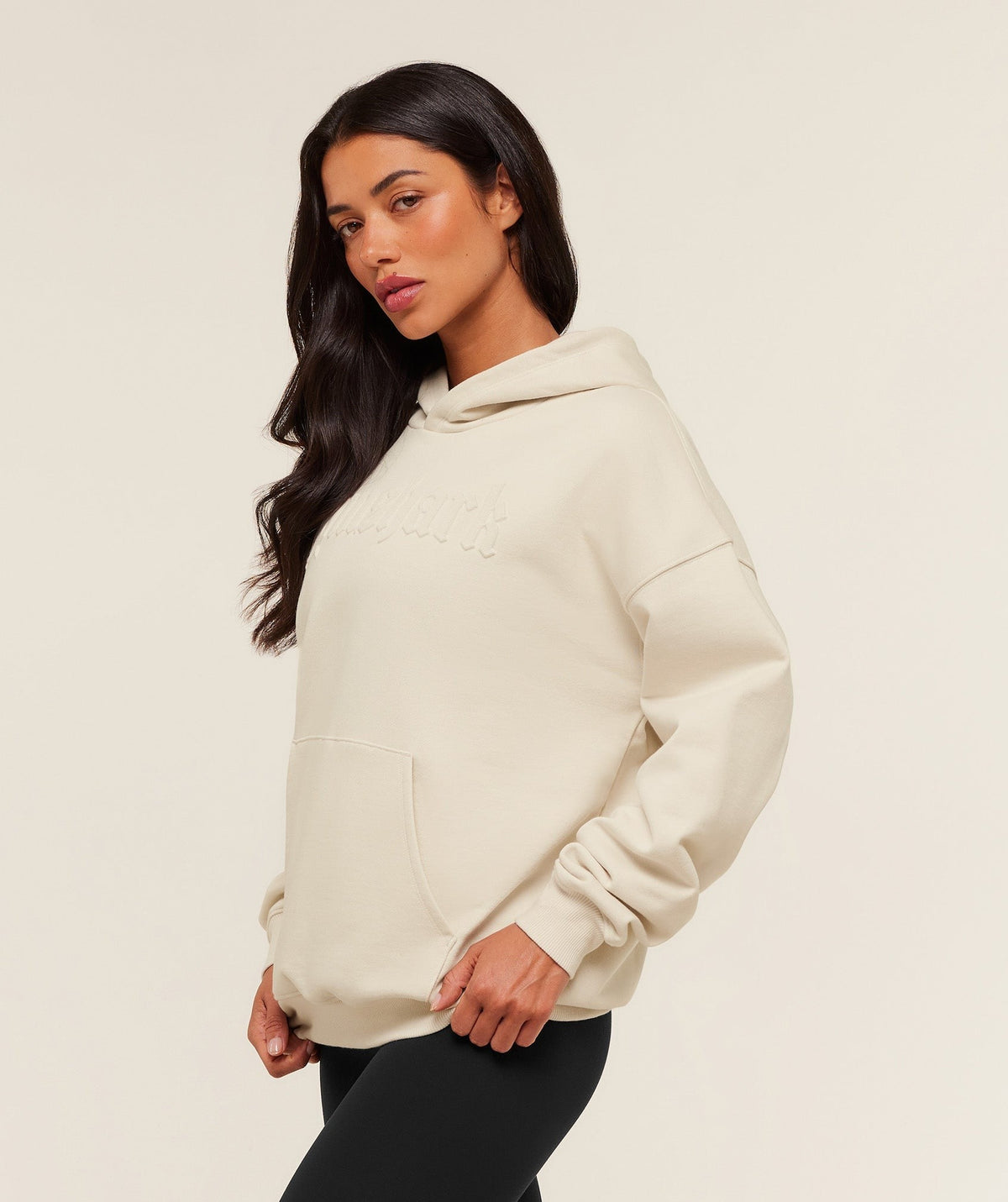 Gymshark Embossed Graphic Oversized Hoodie - Oat White