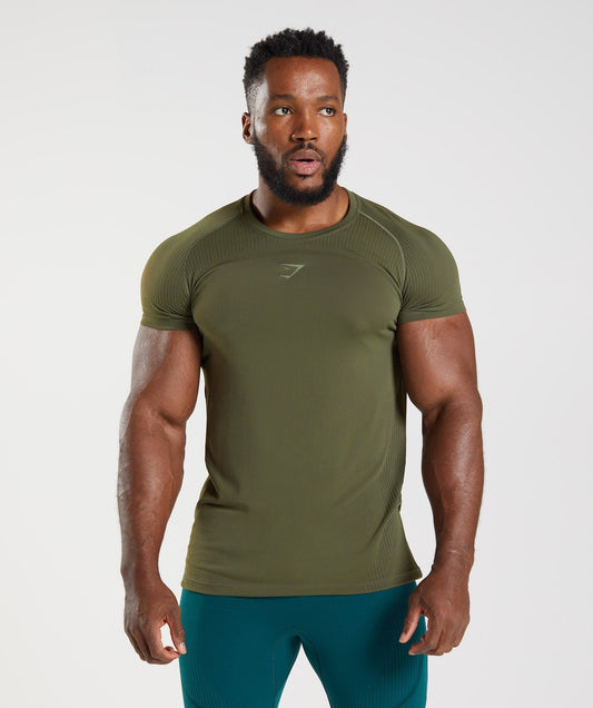 Gymshark 315 Seamless Tee - Core Olive/Marsh Green