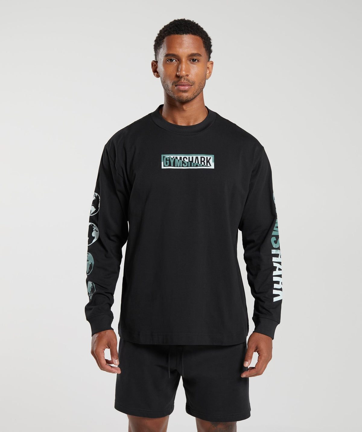 Gymshark Global Graphic Long Sleeve Tee - Black