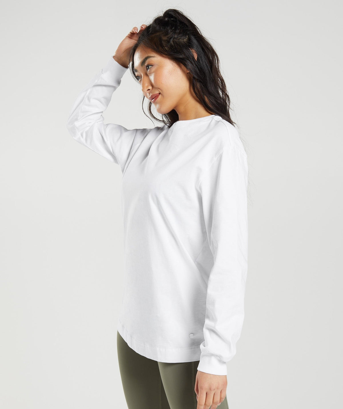 Gymshark Cotton Oversized Long Sleeve Top - White