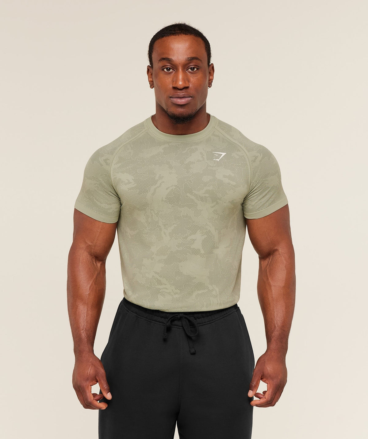 Gymshark Geo Seamless Tee - Haze Green/Unit Green