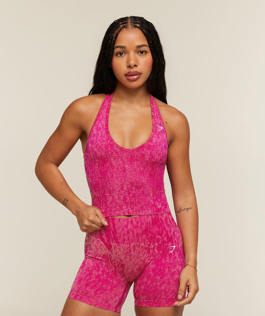 Gymshark Adapt Animal x Whitney Halter Neck Shelf Cami - Performance Pink/Butter Yellow