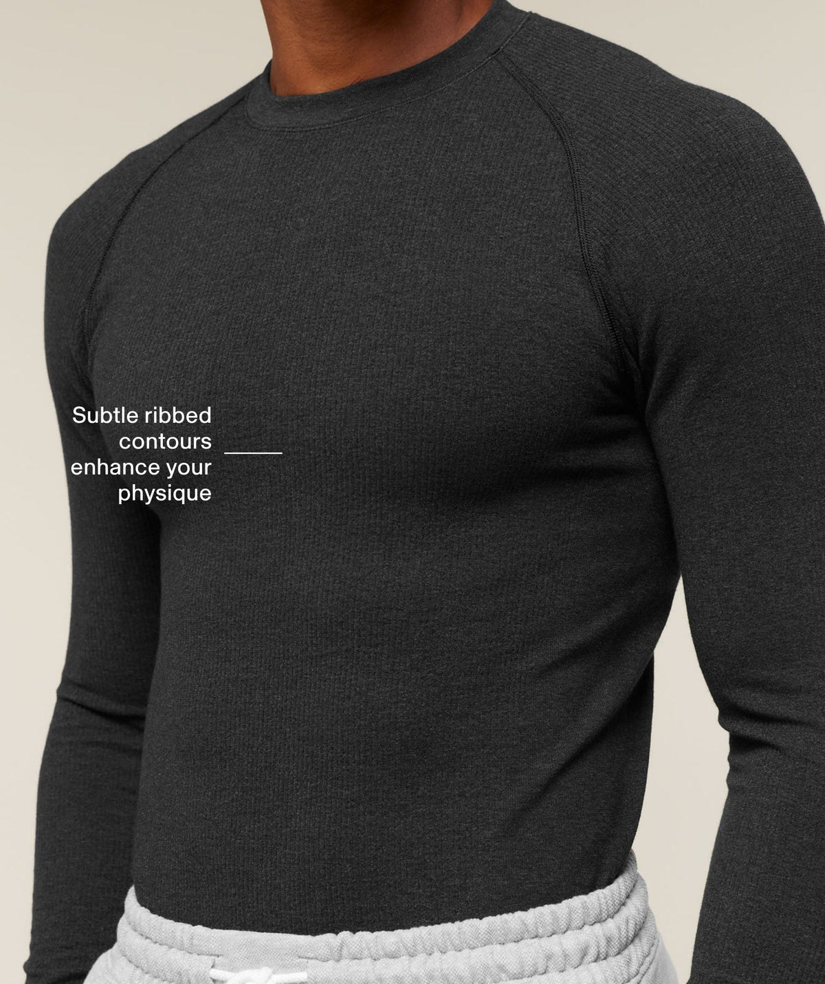 Gymshark Cotton Seamless Long Sleeve Tee - Black Marl