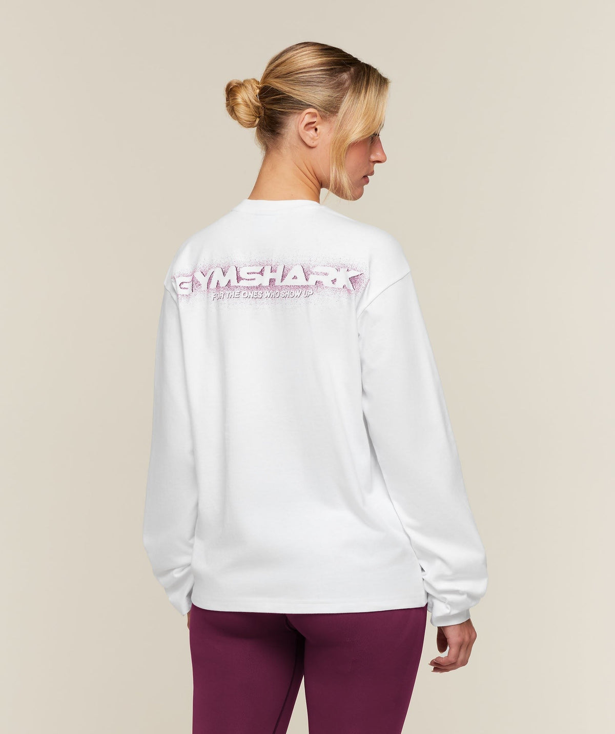Gymshark For The Ones Who Show Up Graphic Long Sleeve Top - White