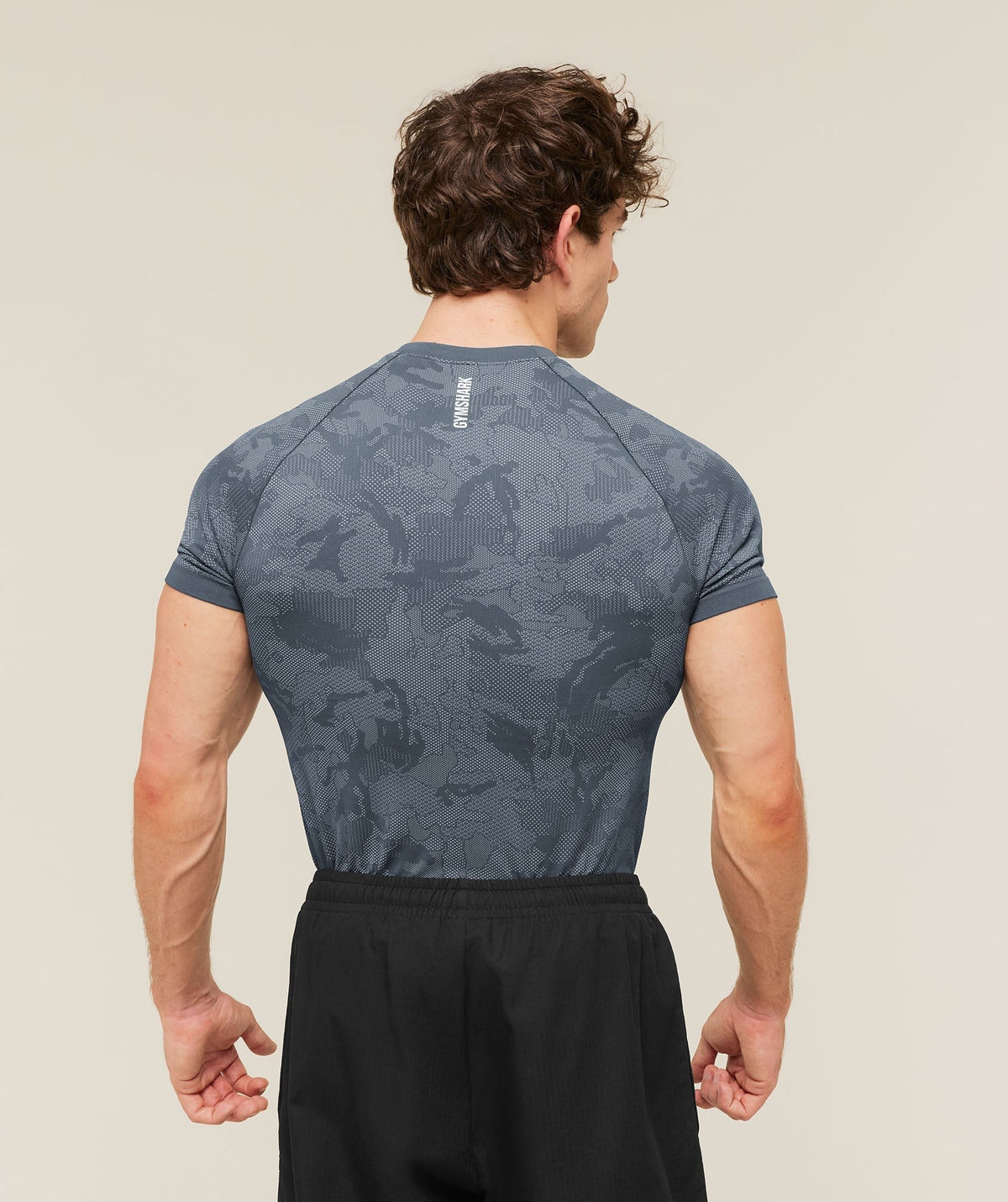 Gymshark Geo Seamless Tee - Shadow Blue/Tranquil Blue