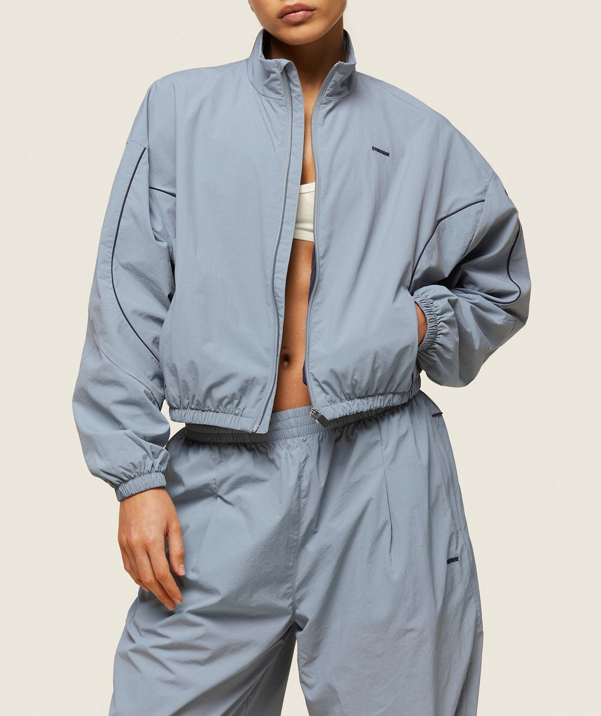 Gymshark Comfort Retro Track Jacket - Denim Grey/Heavy Blue