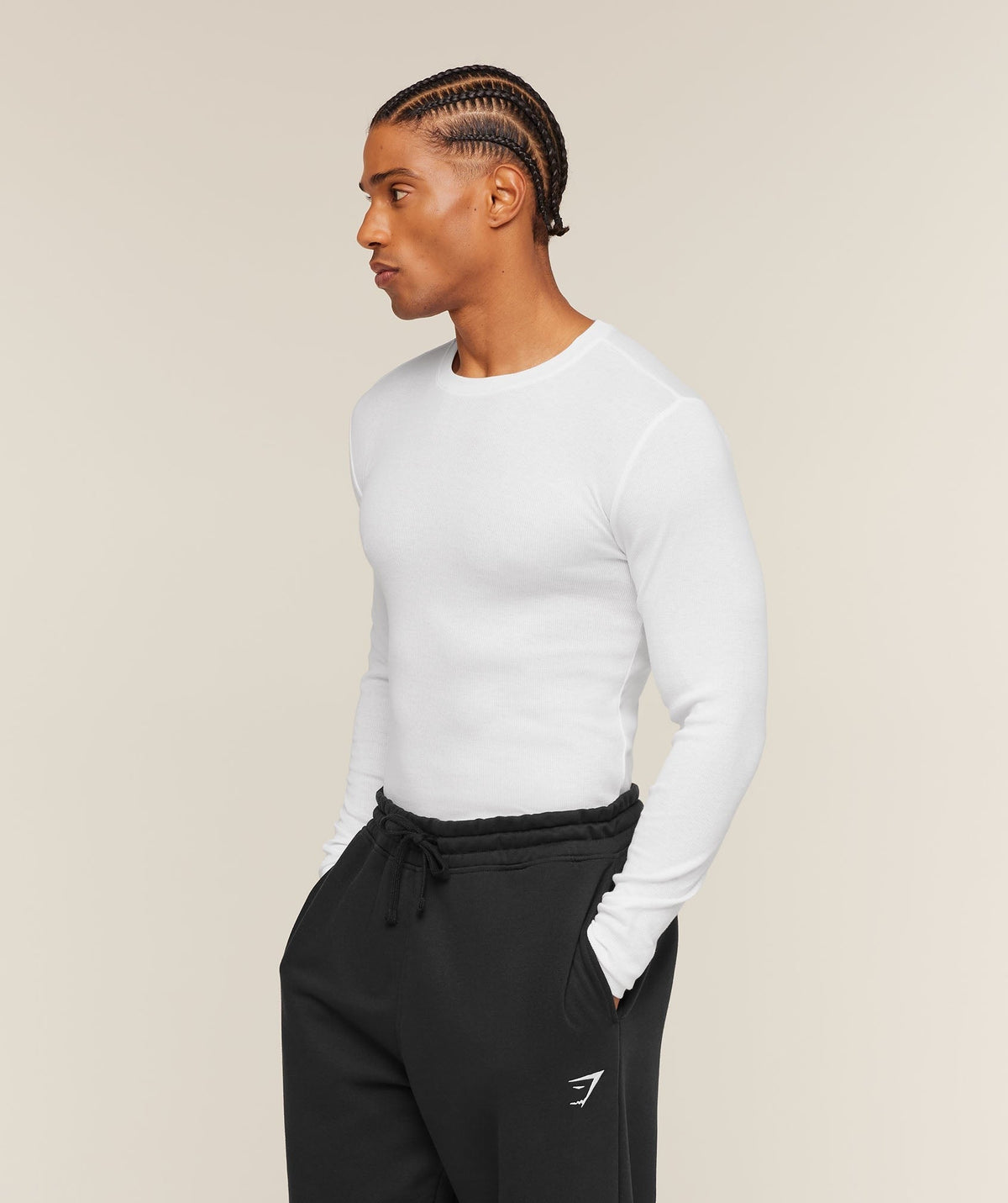 Gymshark Ribbed Long Sleeve Tee - White
