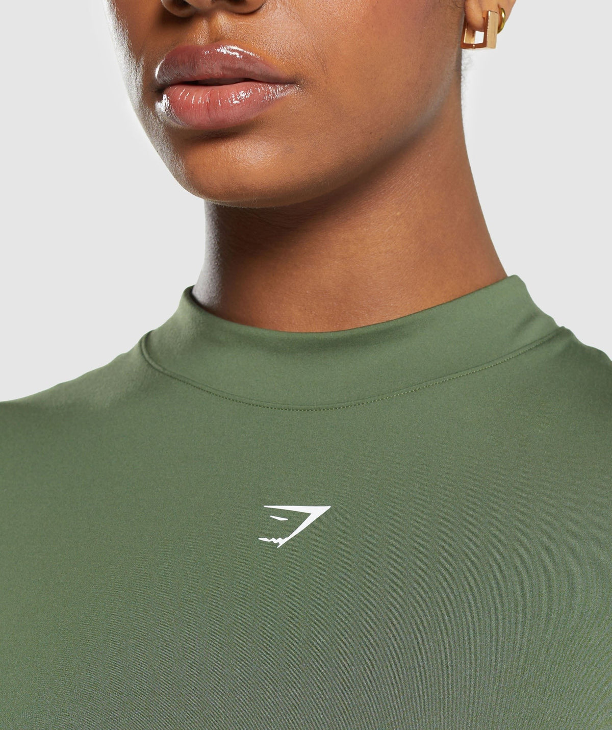 Gymshark Everyday Mock Neck Ribbon Tee - Core Olive