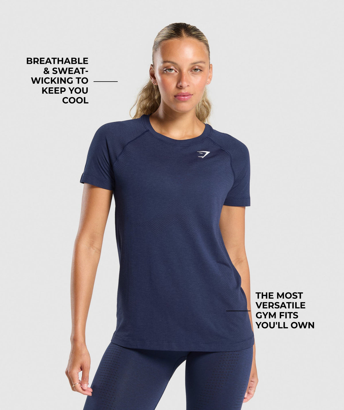Gymshark Vital Seamless 2.0 Light Tee - Heavy Blue/Marl