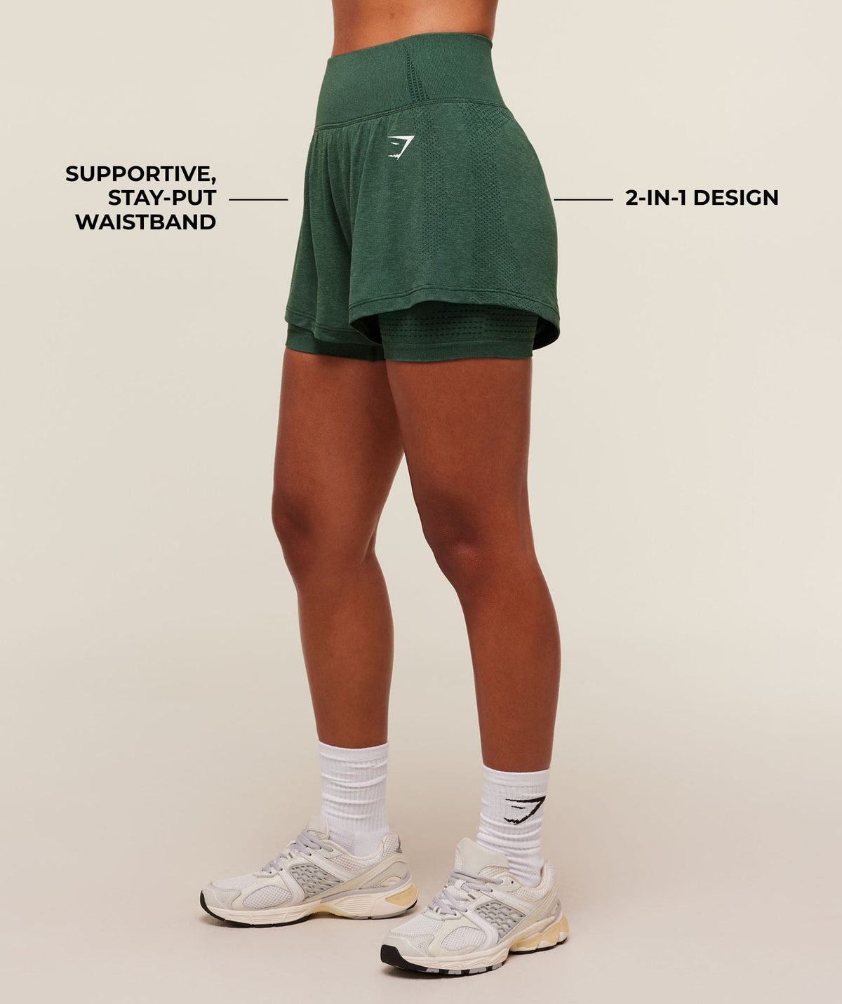 Gymshark Vital Seamless 2-in-1 Shorts - Obsidian Green Marl