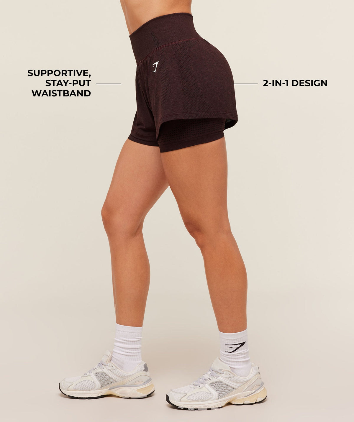 Gymshark Vital Seamless 2-in-1 Shorts - Rich Maroon/Marl