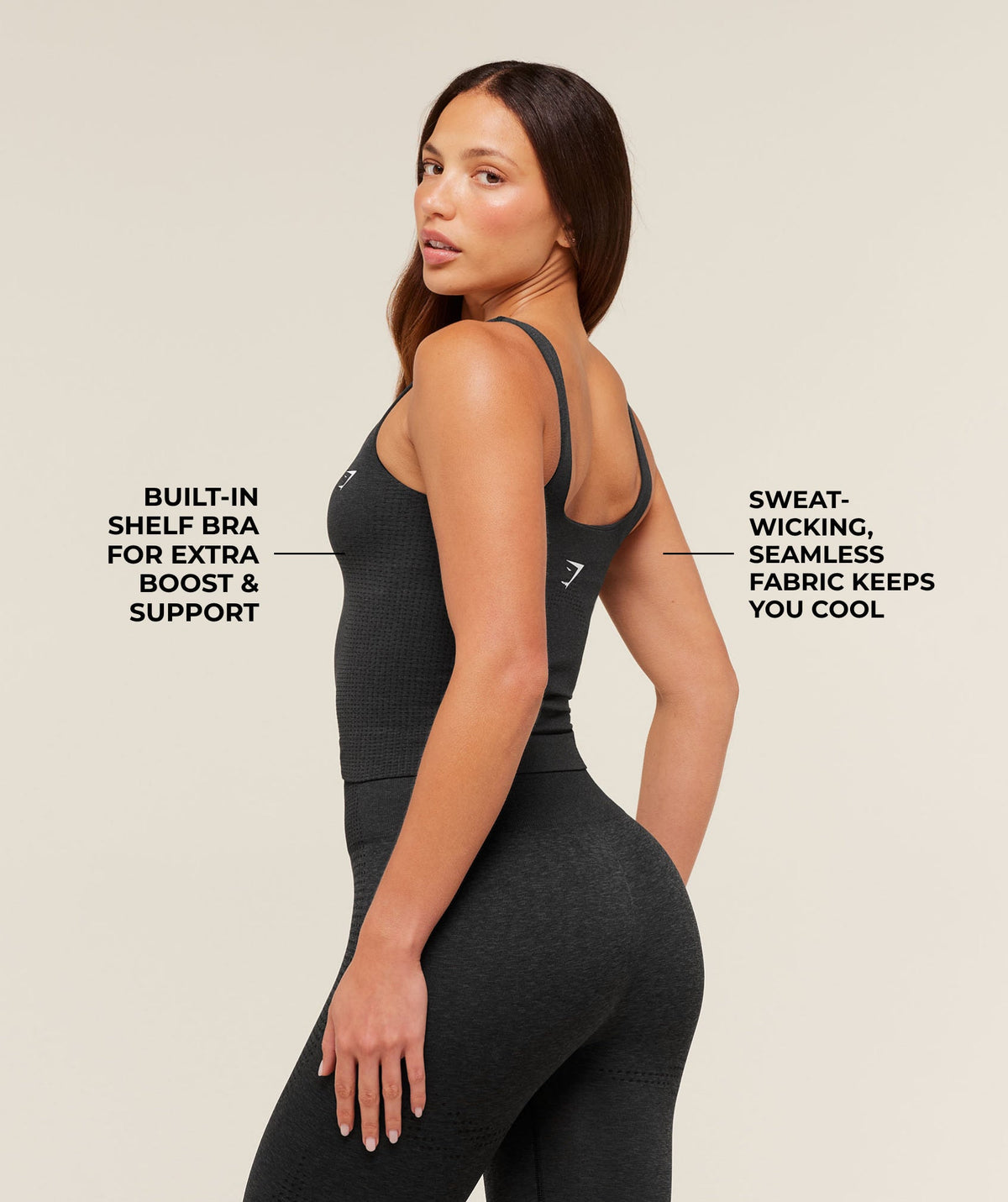Gymshark Vital Seamless Tank With Shelf - Black Marl