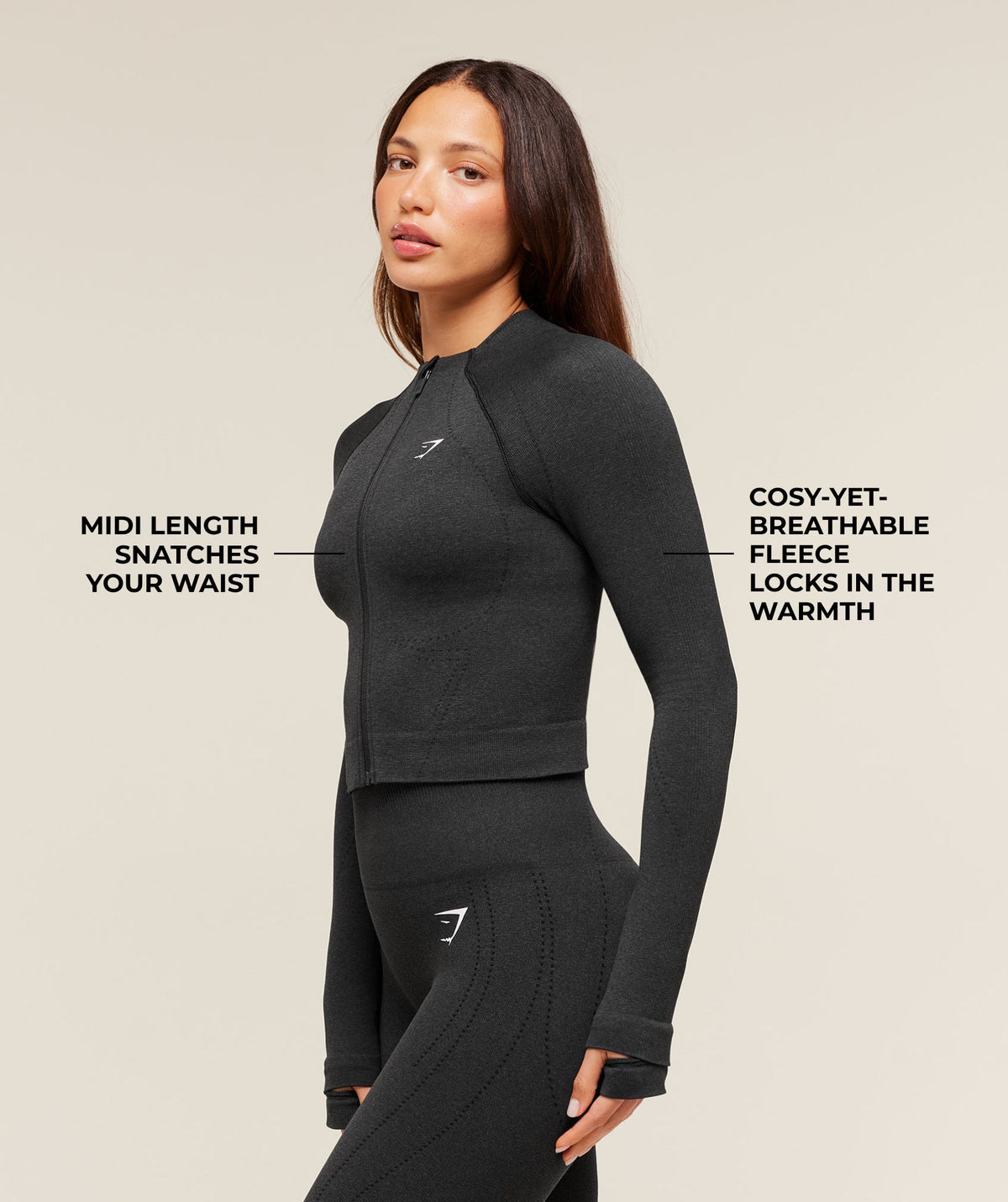 Gymshark Vital Seamless Warm Jacket - Black Marl