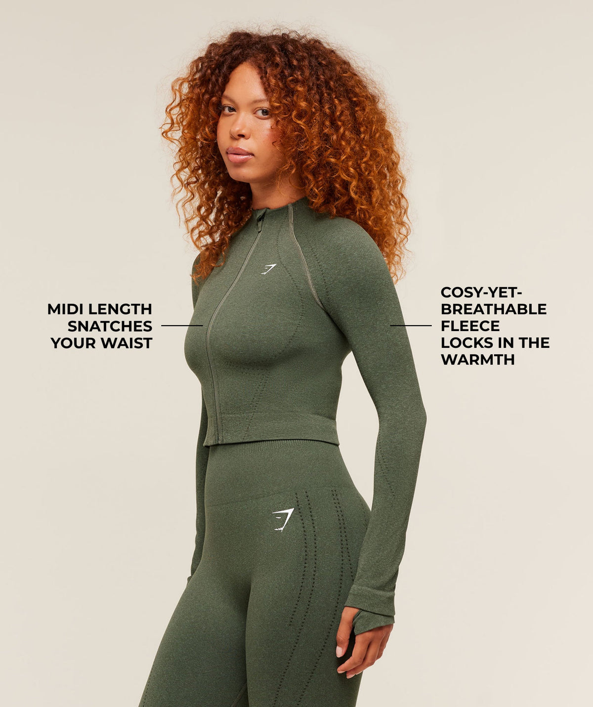 Gymshark Vital Seamless Warm Jacket - Base Green/Marl