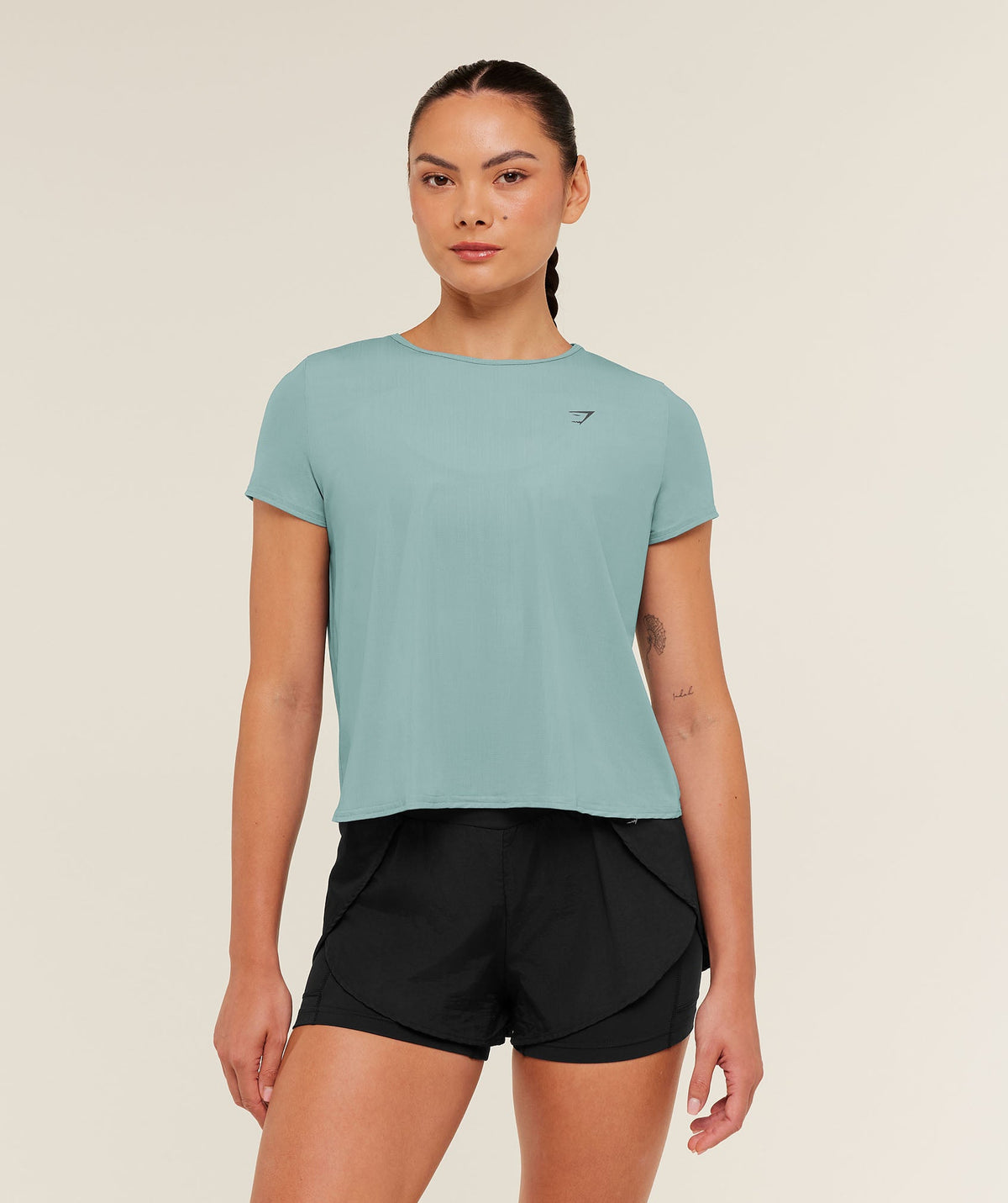 Gymshark Running Short Sleeve Tee - Storm Blue