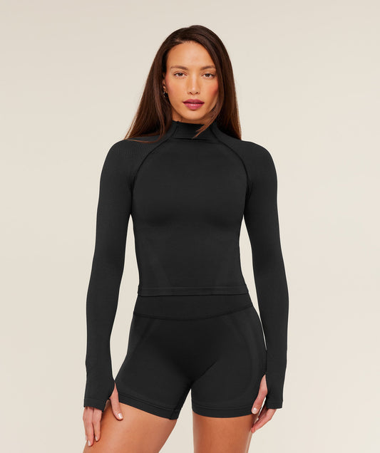 Gymshark Weekend Seamless Long Sleeve Top - Black/Asphalt Grey