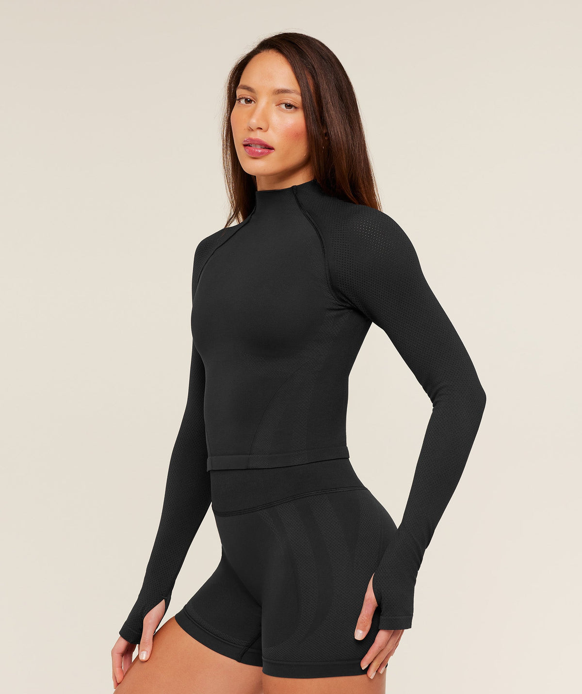 Gymshark Weekend Seamless Long Sleeve Top - Black/Asphalt Grey