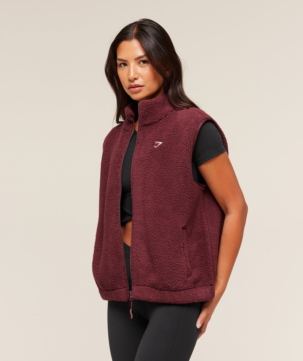 Gymshark Sherpa Gilet - Rich Maroon