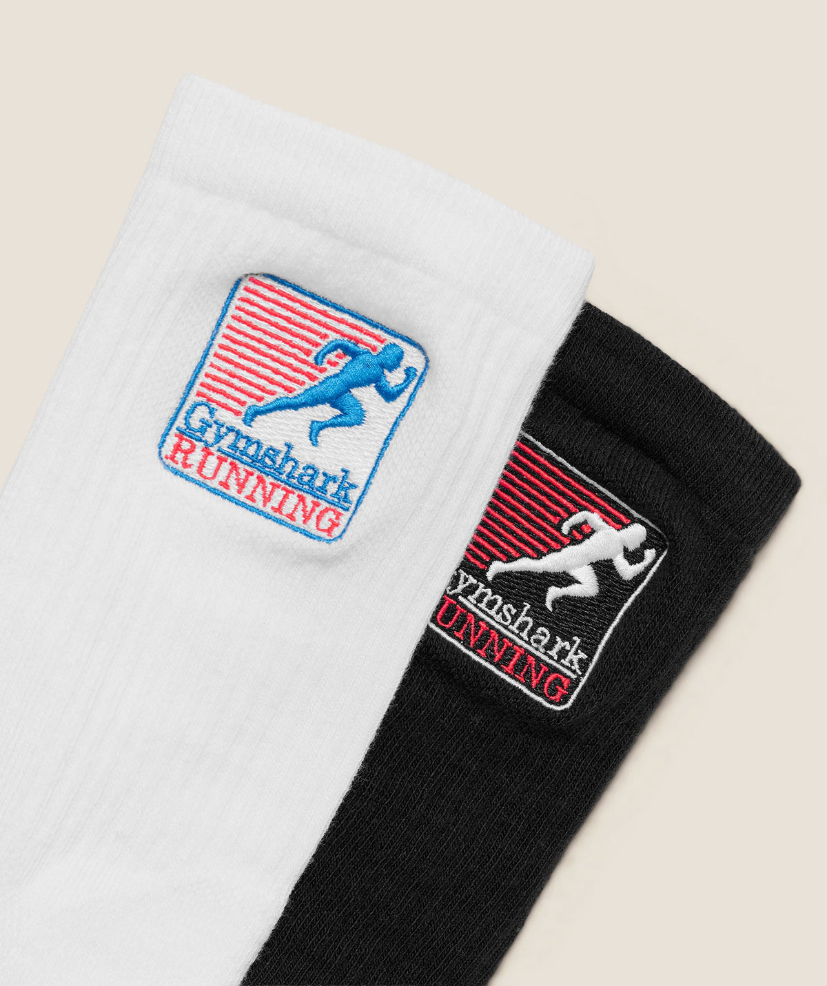 Gymshark Running Graphic Crew Socks 2pk - White/Black