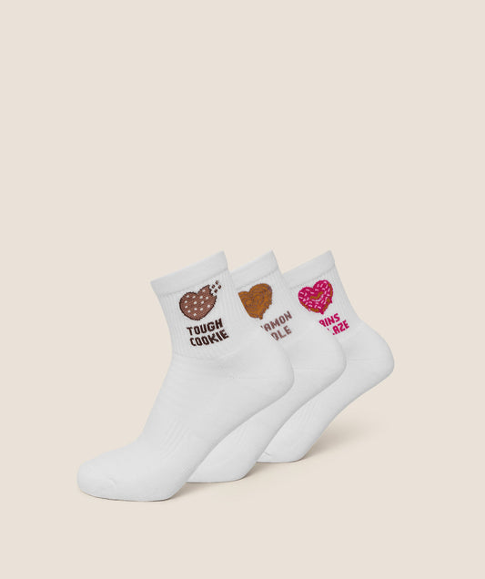 Gymshark Sweet Treat Graphic Midi Socks 3pk - White