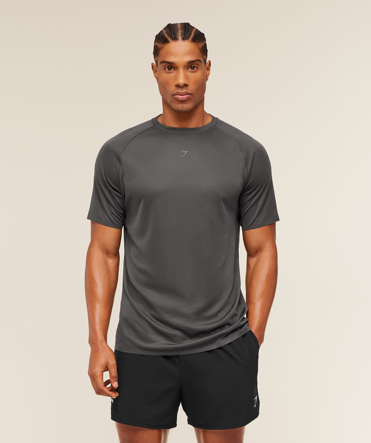 Gymshark Hybrid Engineered Jacquard Tee - Onyx Grey