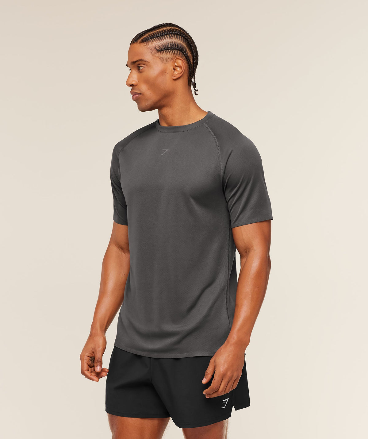 Gymshark Hybrid Engineered Jacquard Tee - Onyx Grey