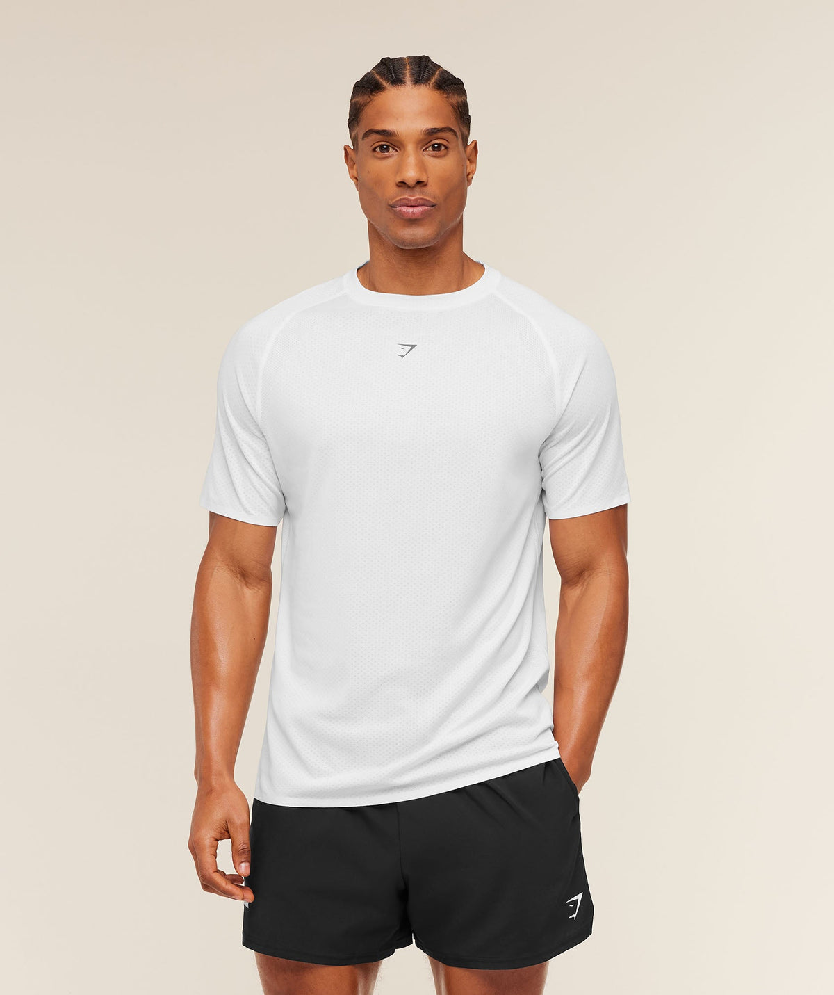 Gymshark Hybrid Engineered Jacquard Tee - White