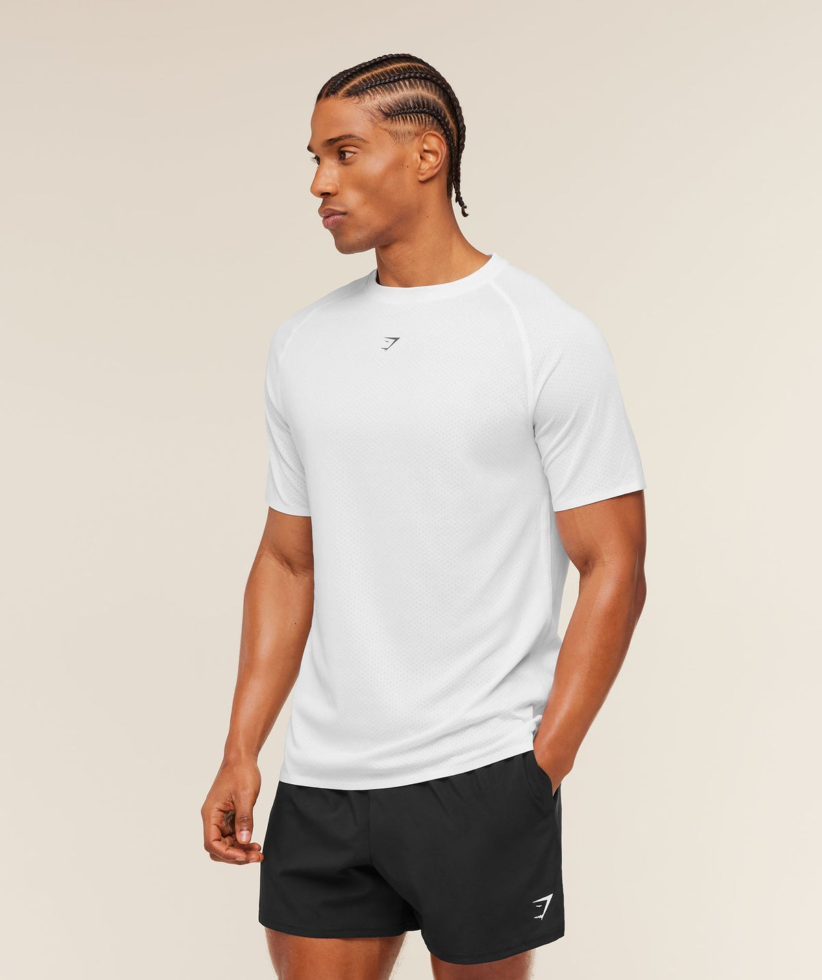 Gymshark Hybrid Engineered Jacquard Tee - White