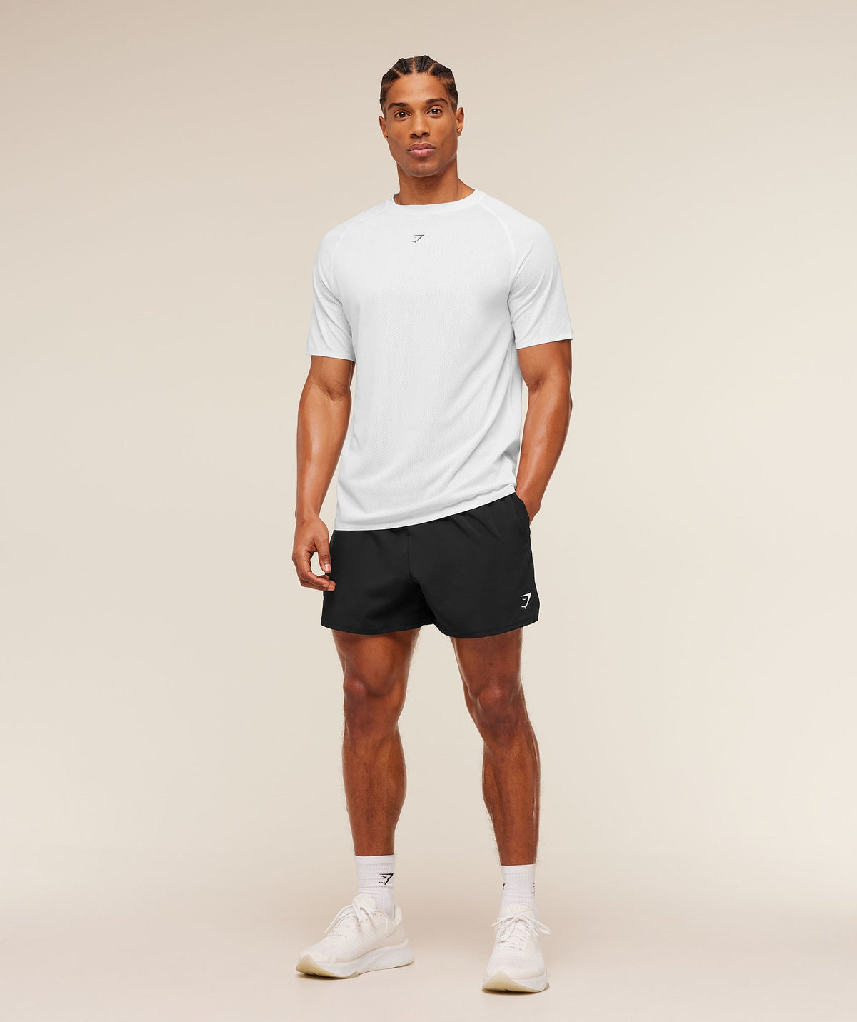 Gymshark Hybrid Engineered Jacquard Tee - White