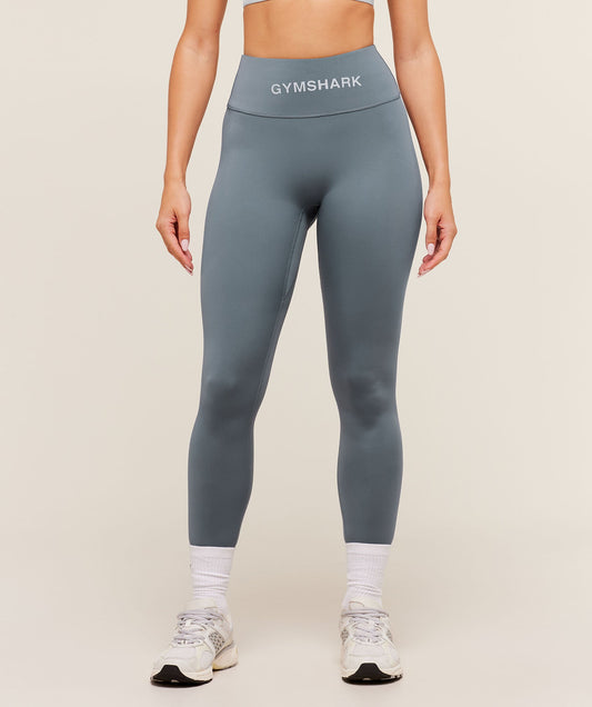Gymshark Wordmark Waistband Legging - Iron Blue