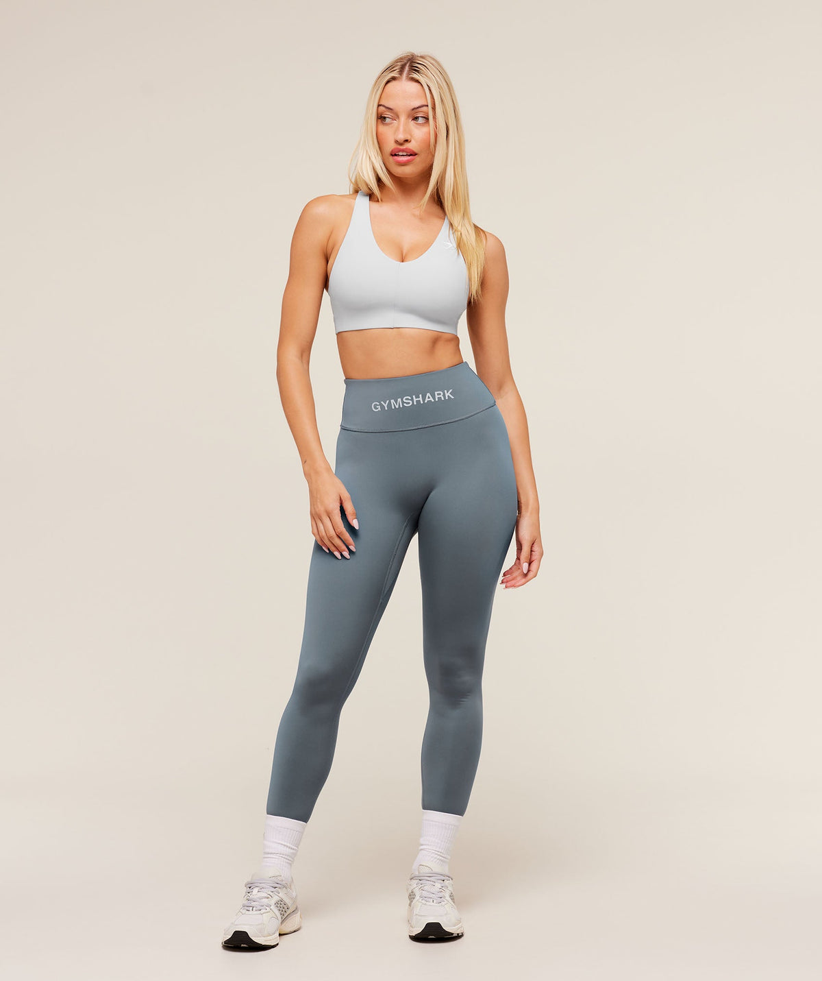 Gymshark Wordmark Waistband Legging - Iron Blue
