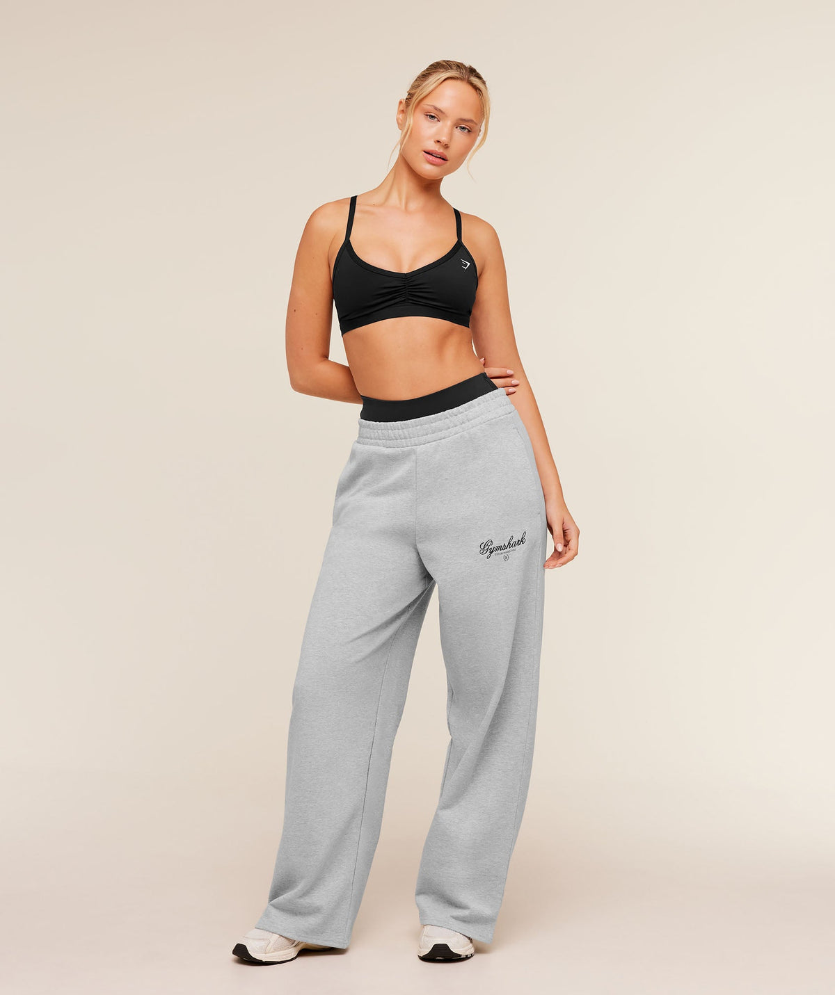 Gymshark Script Embroidery Joggers - Light Grey Core Marl