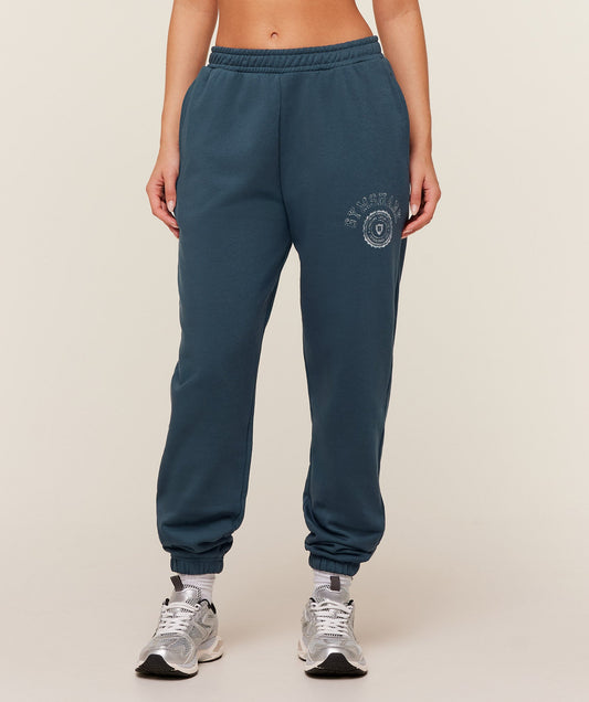 Gymshark Worn Crest Graphic Joggers - Stealth Blue