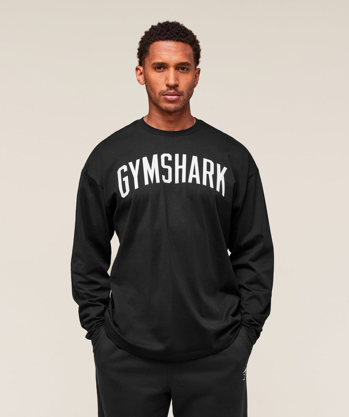 Gymshark Worn Graphic Long Sleeve Tee - Black