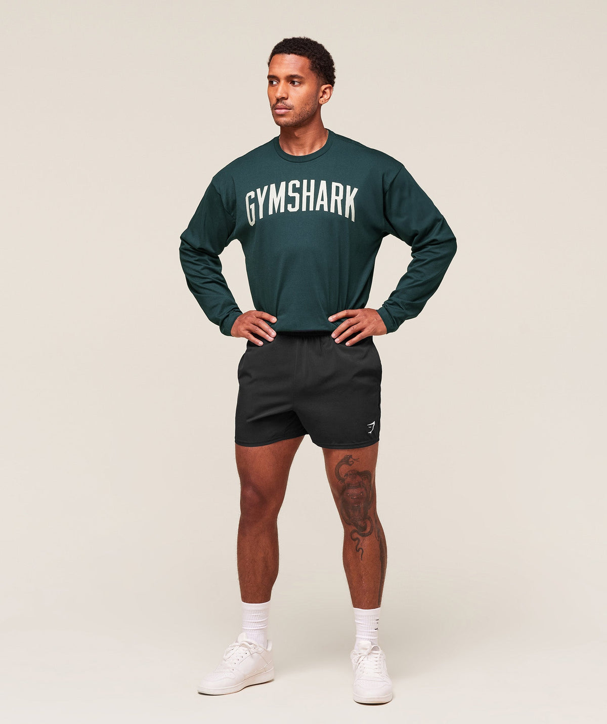 Gymshark Worn Graphic Long Sleeve Tee - Deep Petrol Blue