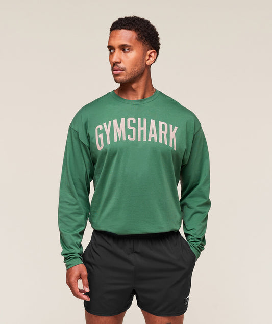 Gymshark Worn Graphic Long Sleeve Tee - Lift Green