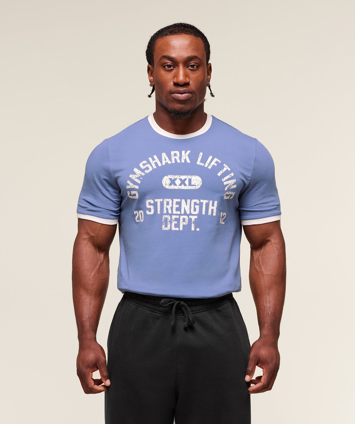 Gymshark XXL Strength Dept Ringer Tee - Worn Blue