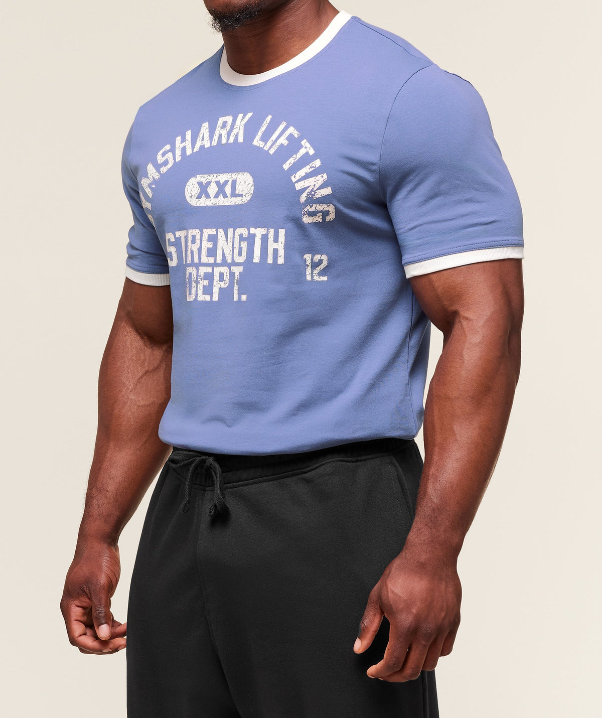 Gymshark XXL Strength Dept Ringer Tee - Worn Blue