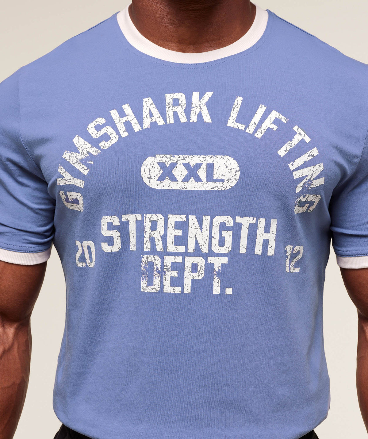 Gymshark XXL Strength Dept Ringer Tee - Worn Blue