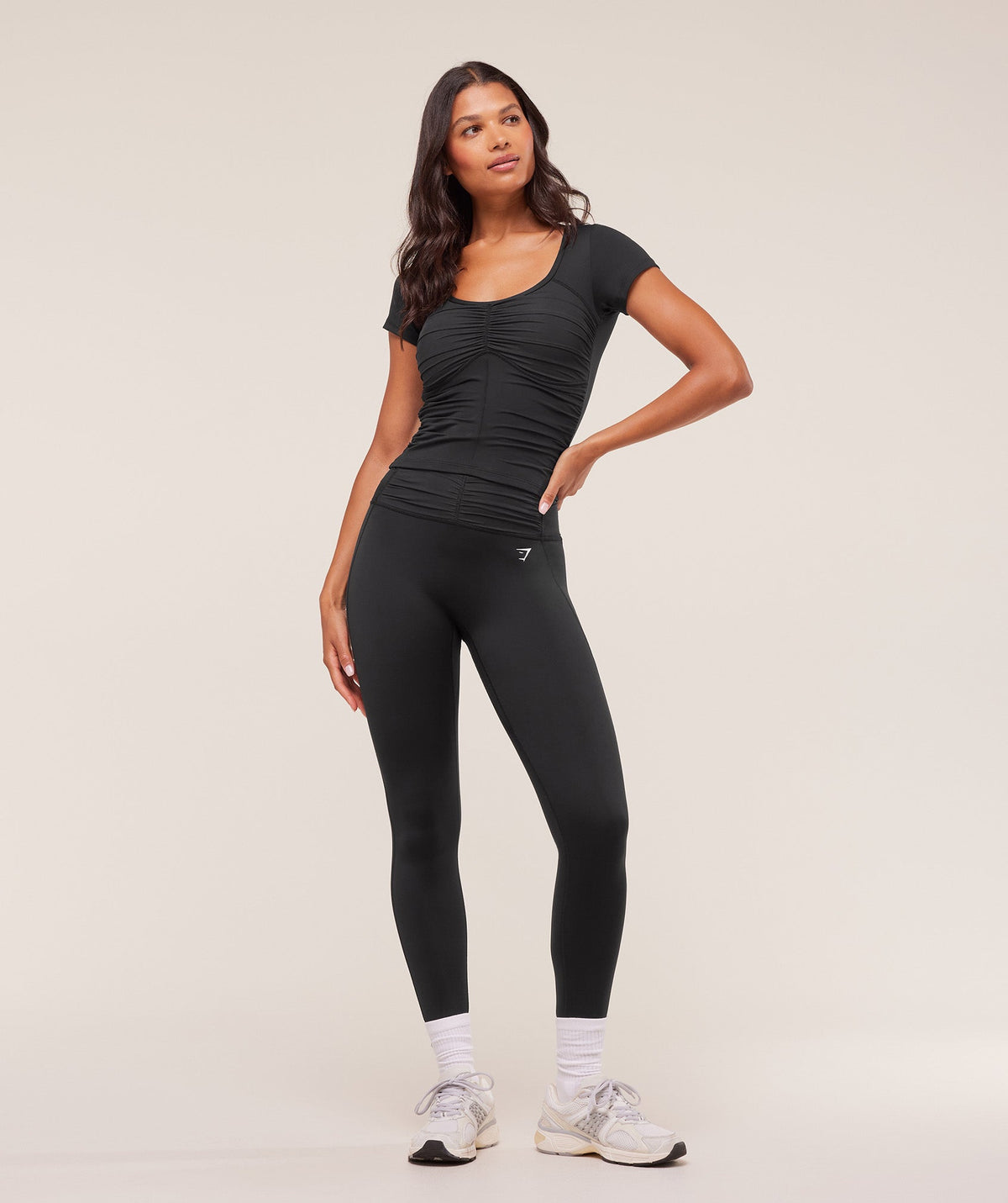 Gymshark Ruche Short Sleeve Top - Black