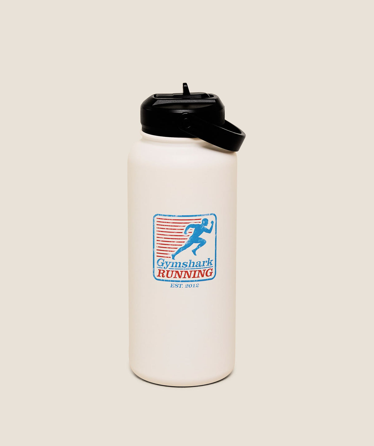 Gymshark Run Club Graphic Metal 1L w Straw Bottle - Soft White