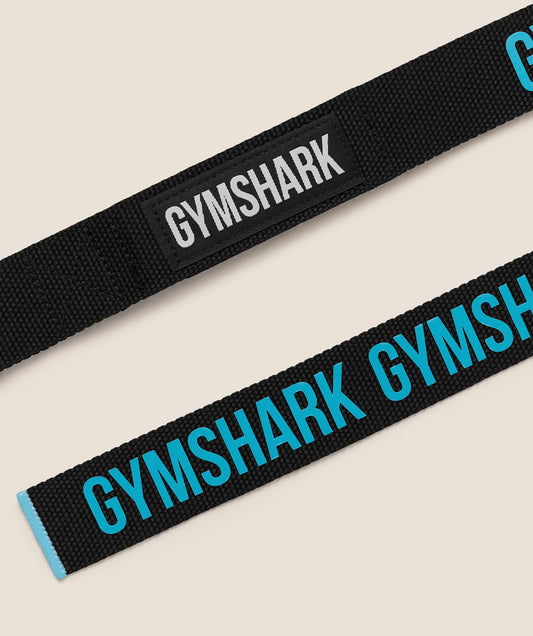 Gymshark Silicone Lifting Straps - Black/Brand Blue