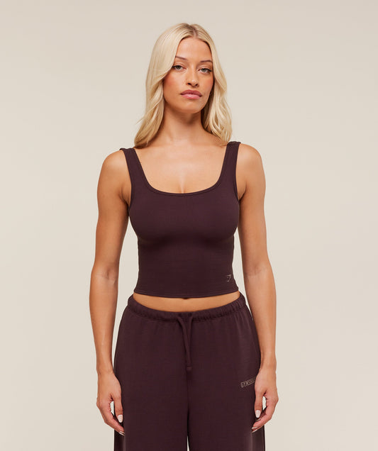 Gymshark Waffle Cropped Tank - Cherry Purple