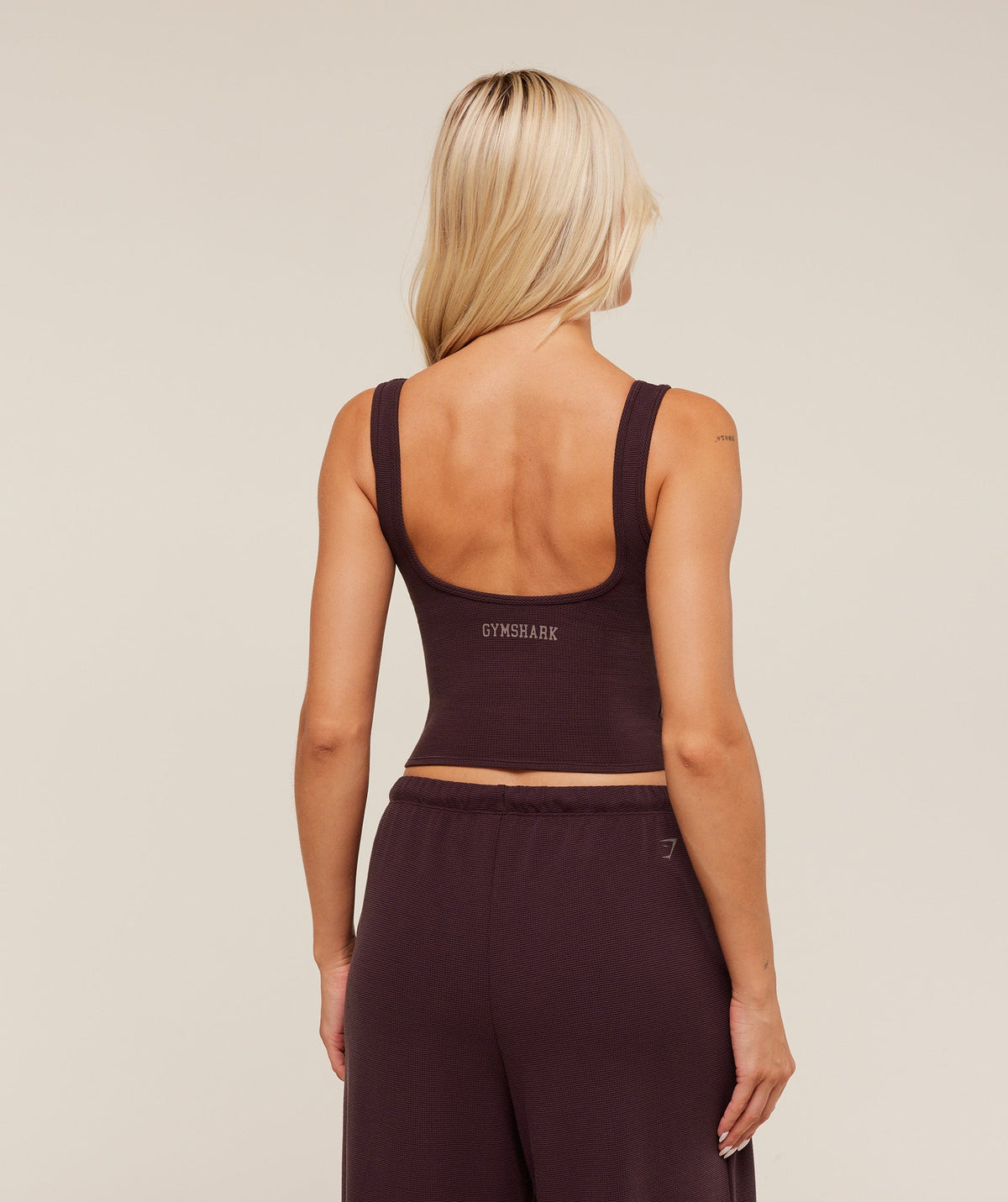 Gymshark Waffle Cropped Tank - Cherry Purple