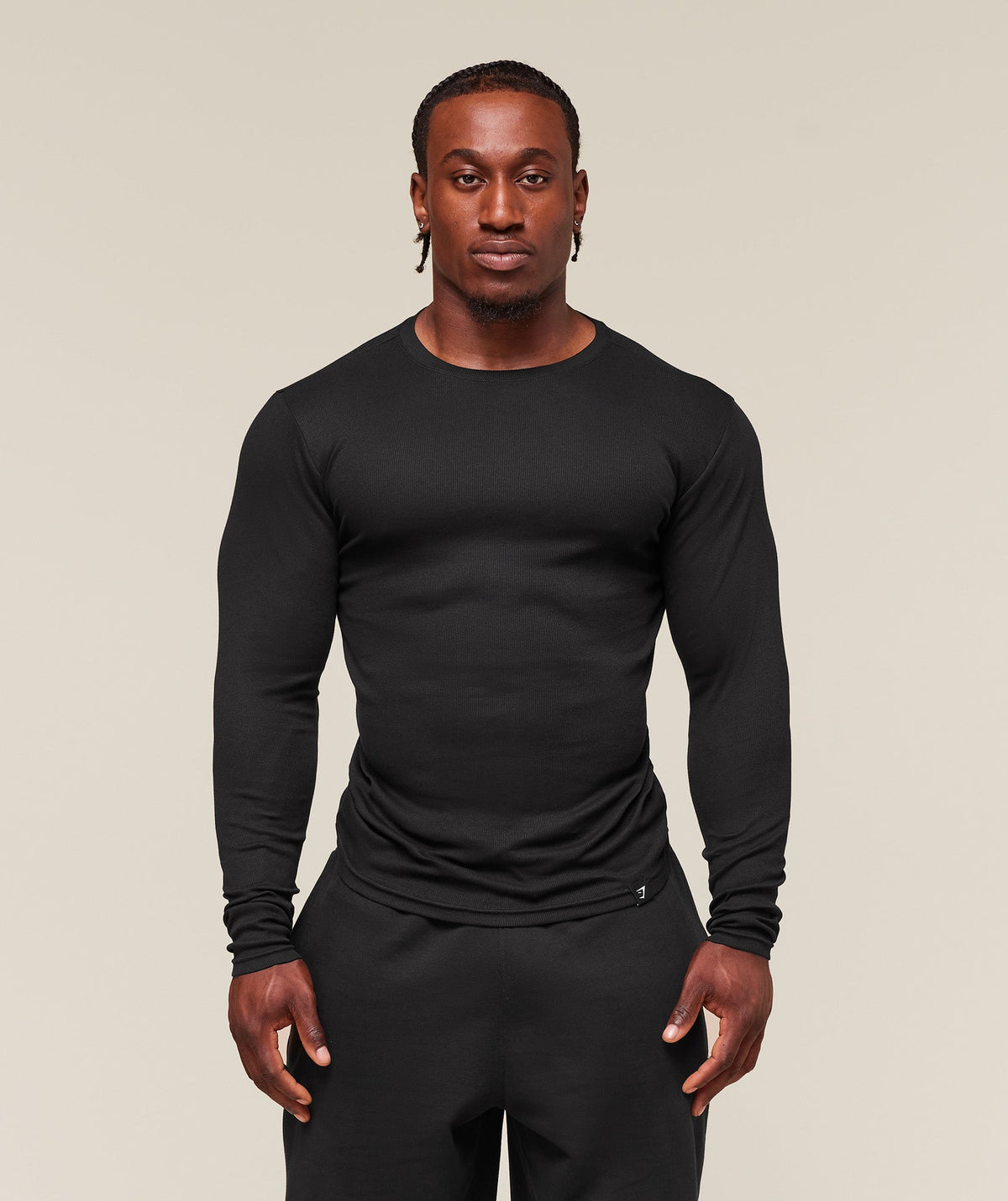 Gymshark Ribbed Long Sleeve Tee - Black