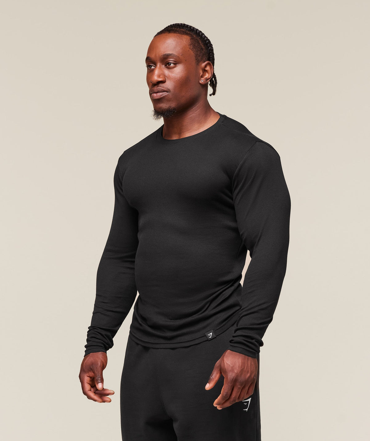 Gymshark Ribbed Long Sleeve Tee - Black